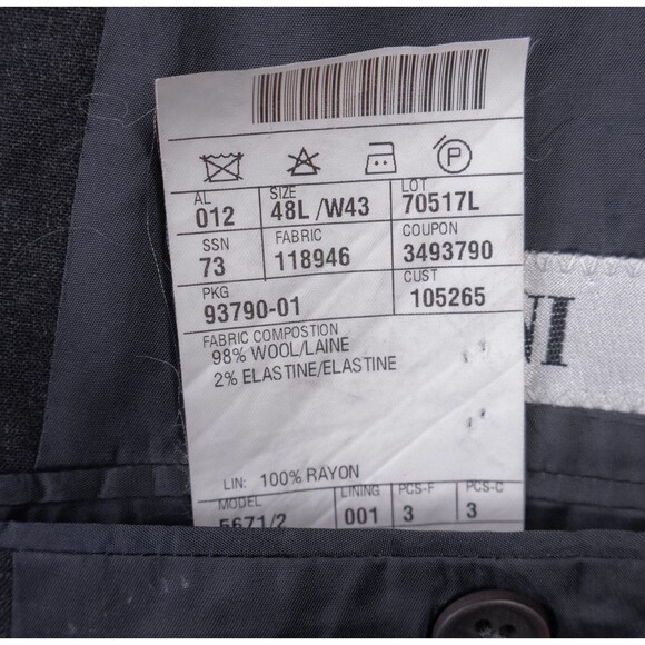 MANI Men's Sport Coat Suit Jacket 3-Button Wool Solid Gray Blazer Sz 48L - Picture 11 of 14